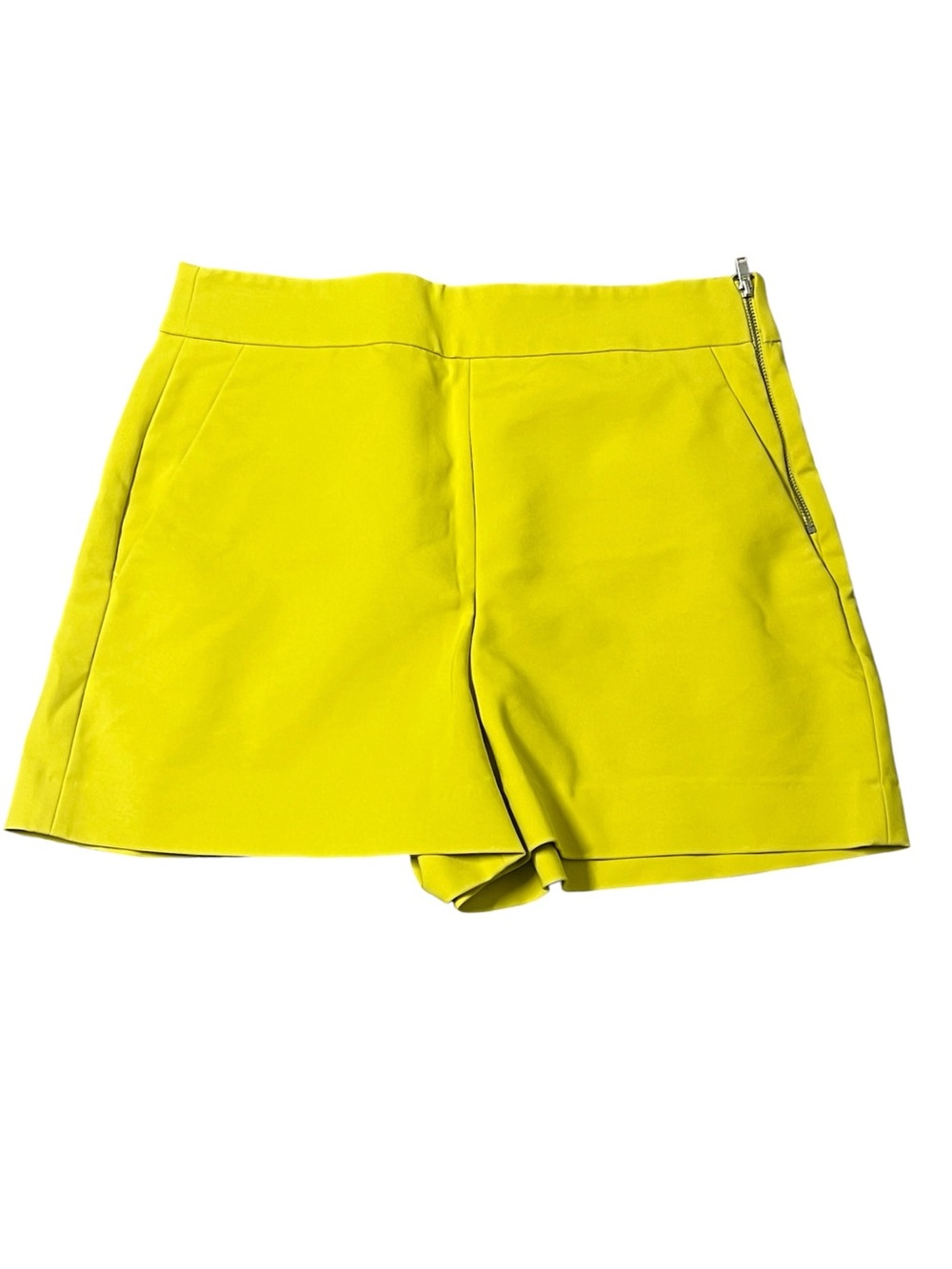 Excellent like new Zara Neon Yellow Tailored Zip-Detail Shorts size 28/M